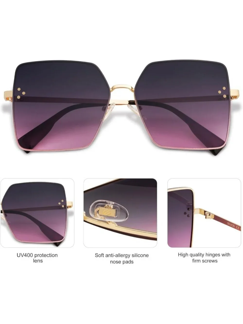 SOJOS Women's Trendy Square Sunglasses UV Protection Sunnies SJ1170 Purple